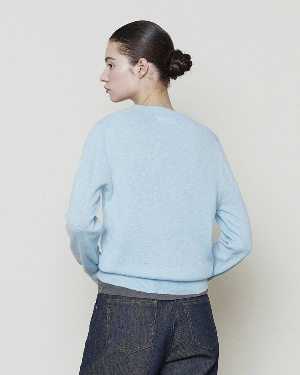 Brownyard - Extra Super Fine V Neck Knit (Light Blue) product image 3 | TRAB K-Fashion Australia