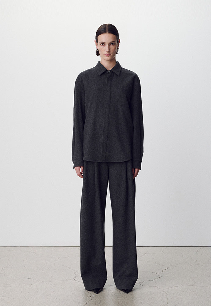 Tonywack - Virgin Wool Hidden Placket Shirt (Grey) product image 2 | TRAB K-Fashion Australia