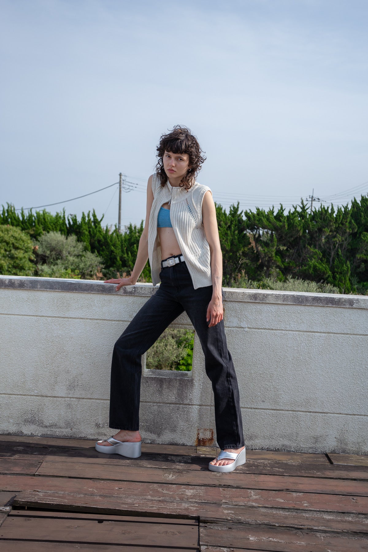 Matin Kim - Back Logo High Neck Knit Vest (Light Beige) product image 10 | TRAB K-Fashion Australia