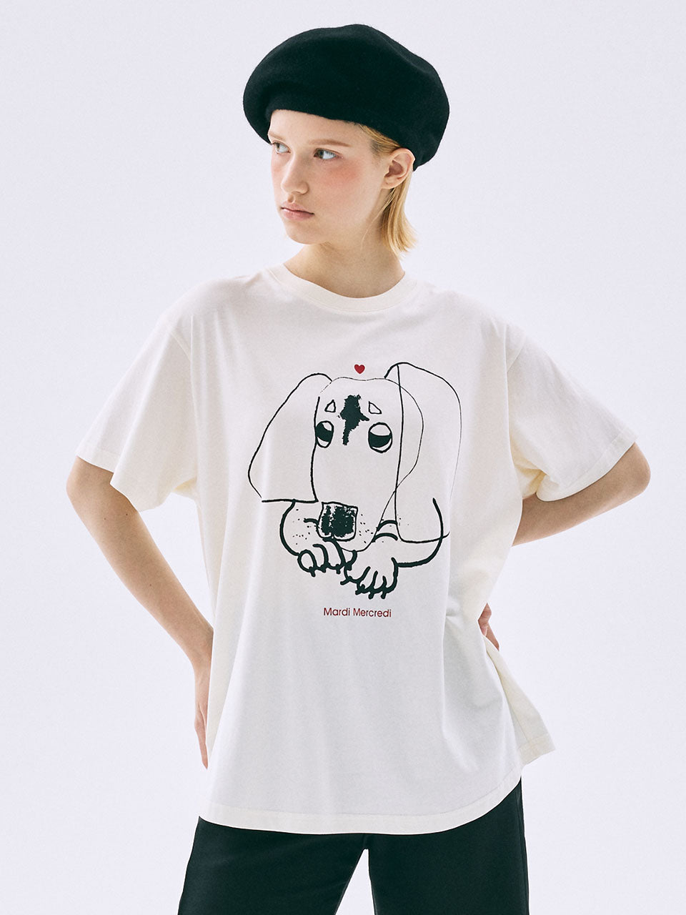Mardi Mercredi - Tshirt Drawing Ch Ddanji Beggy Face (Cream) product image 1 | TRAB K-Fashion Australia