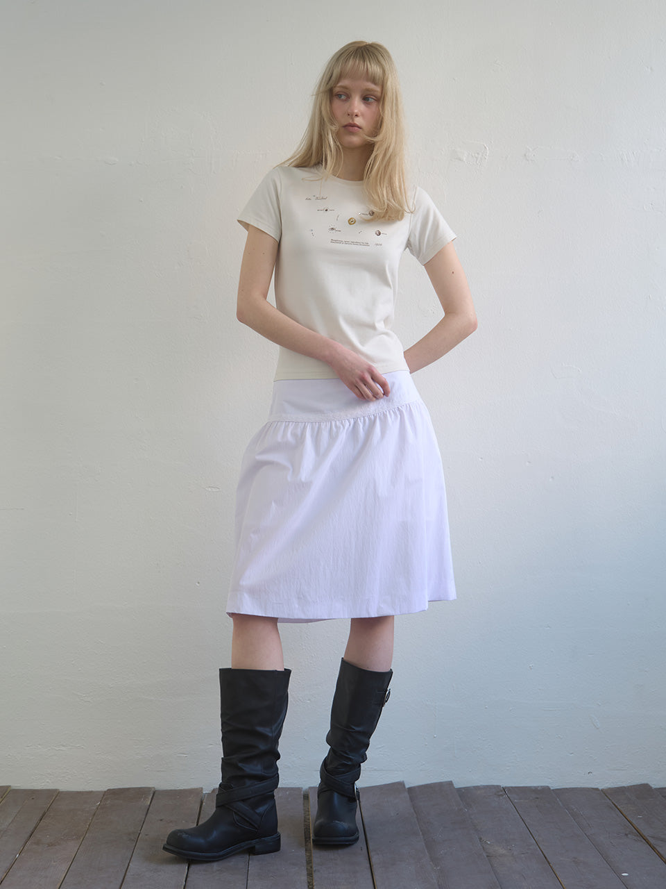 Kijun - Shirring Midi Skirt (White) product image 6 | TRAB K-Fashion Australia