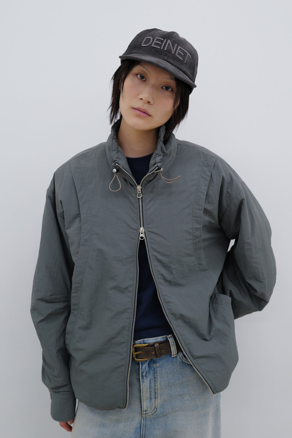 Deinet - Deinet Check Contrast Bomber Jacket (Charcoal) product image 7 | TRAB K-Fashion Australia