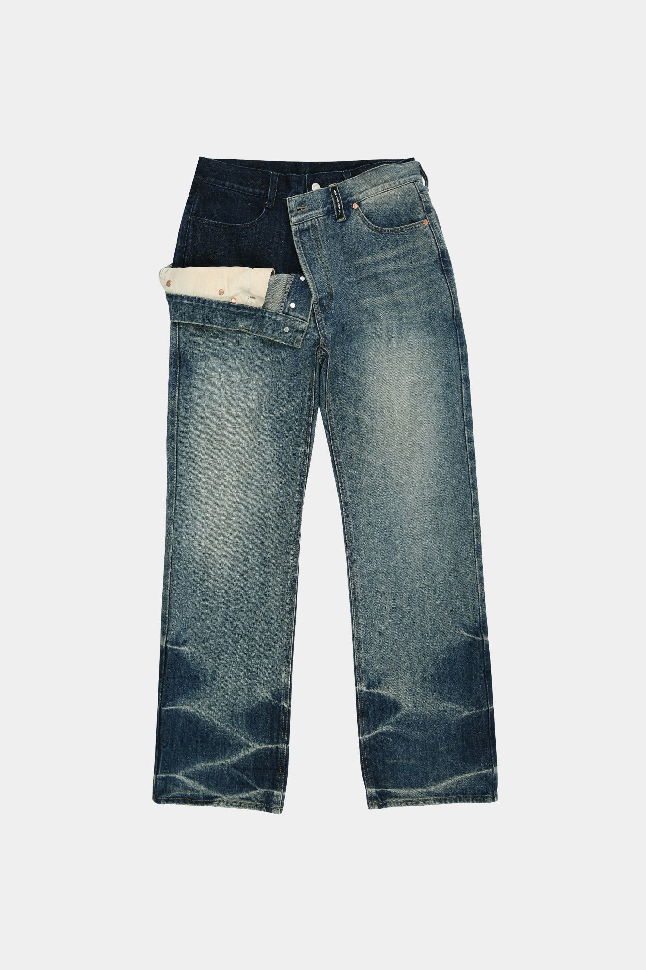 Andersson Bell - Unisex Asymmetric Layered Wide-Leg Jeans (Blue) product image 13 | TRAB K-Fashion Australia
