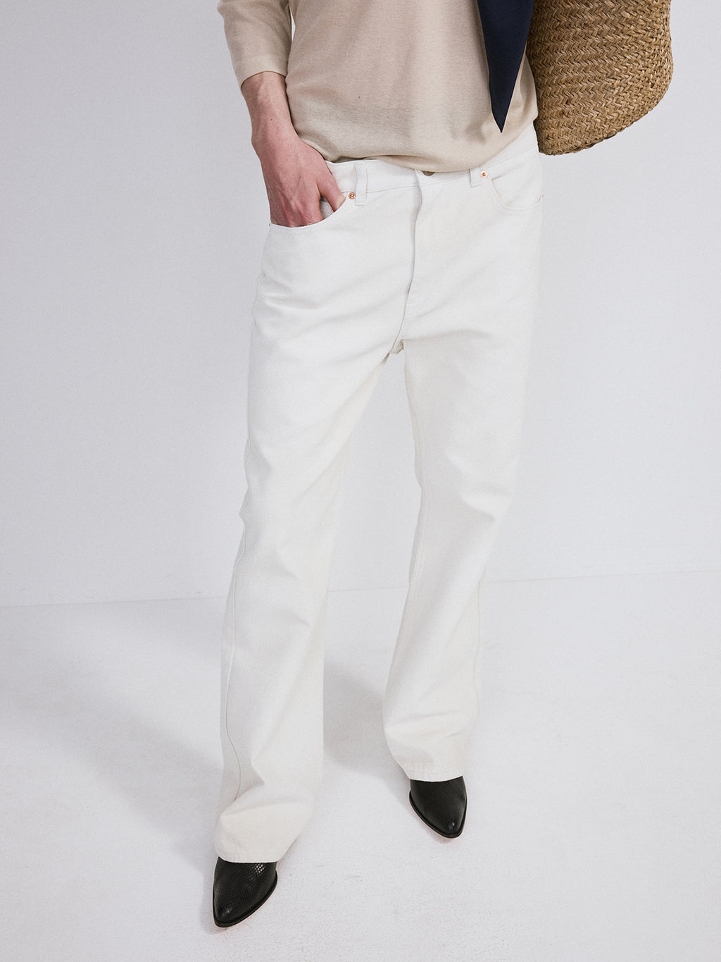 Recto - Vintage Painted Flared Pants (Ecru) product image 4 | TRAB K-Fashion Australia