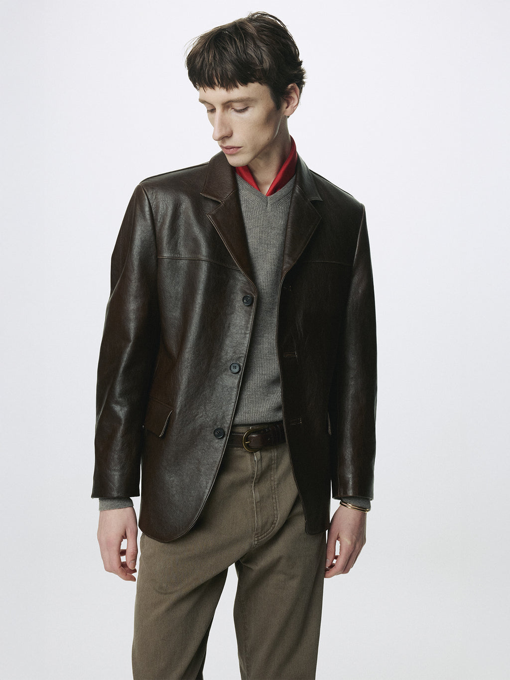 Tonywack - Vegetable Lamb Leather Blazer Jacket (Brown) product image 1 | TRAB K-Fashion Australia