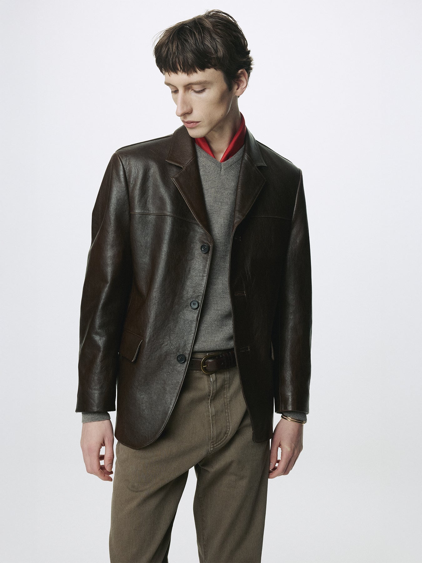 Tonywack - Vegetable Lamb Leather Blazer Jacket (Brown) product image 1 | TRAB K-Fashion Australia