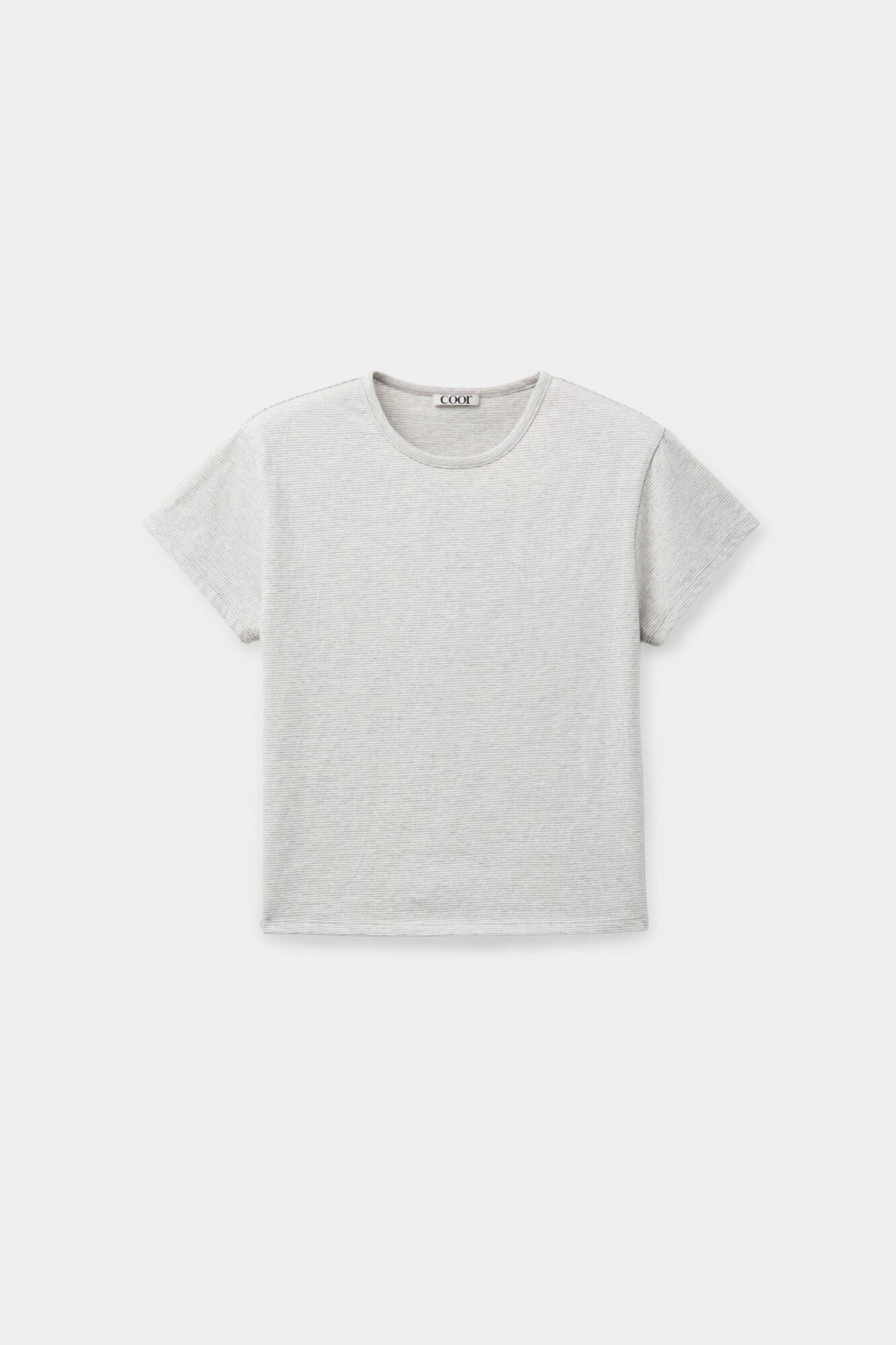 Coor - Stripe Crop T-Shirt (Melange Gray) product image 1 | TRAB K-Fashion Australia
