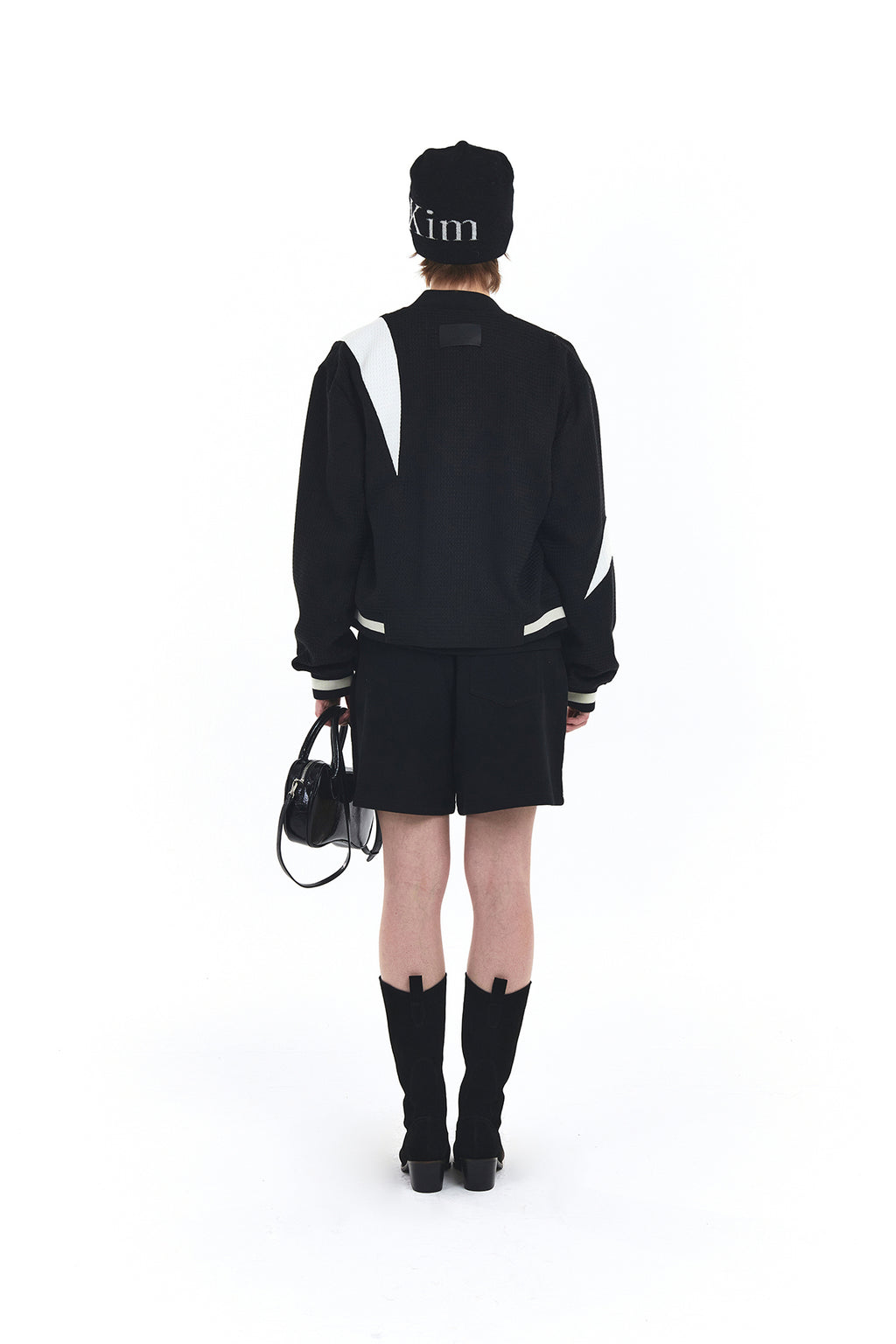 Matin Kim - Logo Jacquard Short Beanie (Black) product image 6 | TRAB K-Fashion Australia