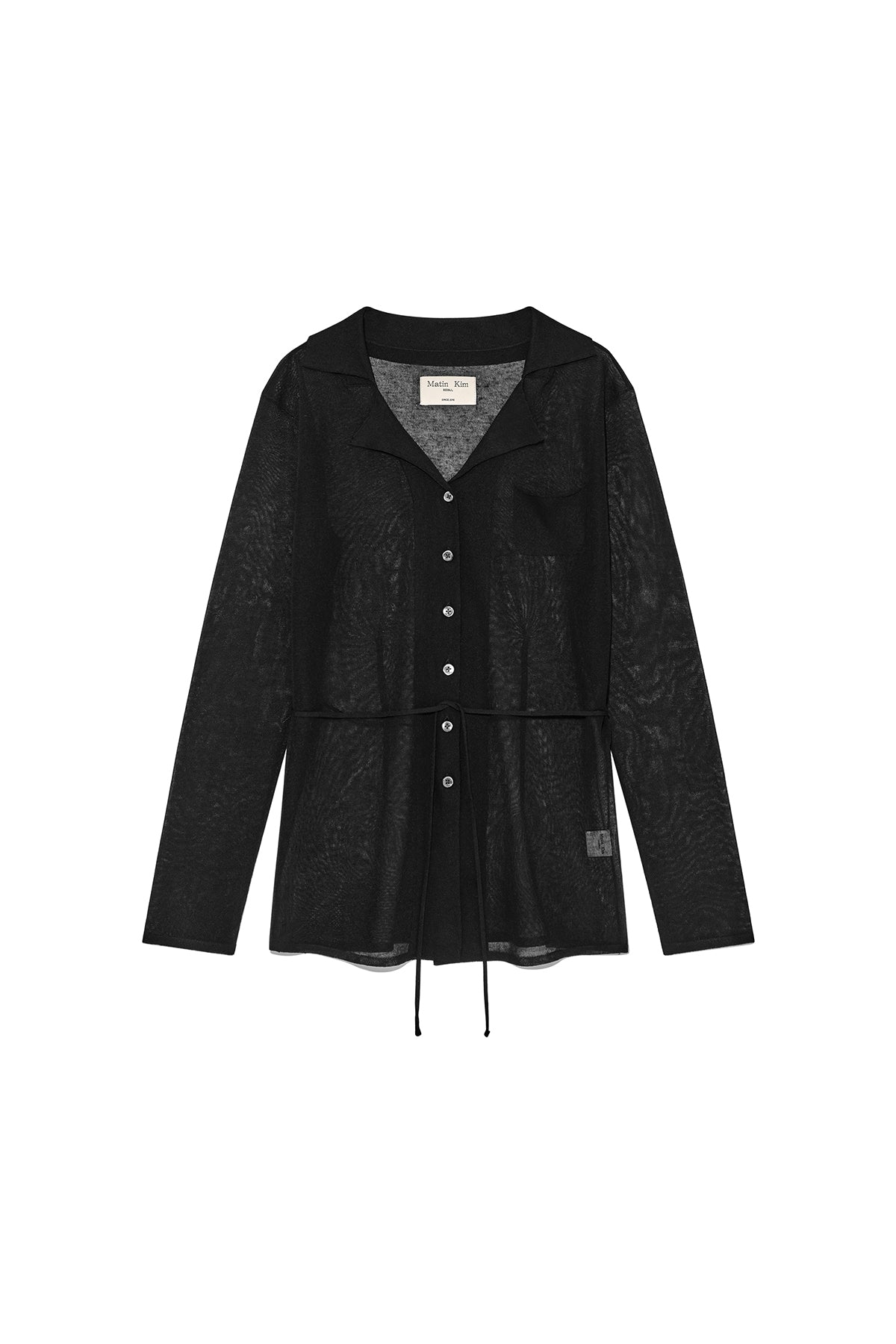 Matin Kim - String Point Plain Long Cardigan (Black) product image 1 | TRAB K-Fashion Australia