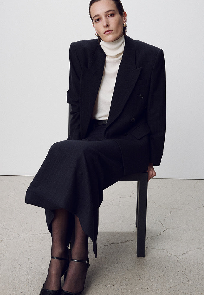 Tonywack - Virgin Wool Oversized Double-Breasted Jacket (Navy Pinstripe) product image 6 | TRAB K-Fashion Australia