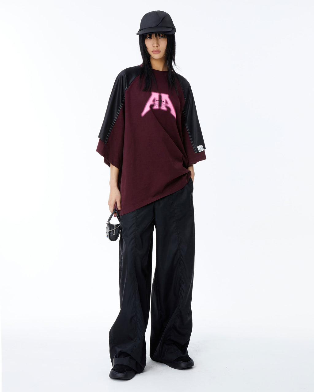 Ader Error - Nolc logo raglan t-shirt (Burgundy) product image 1 | TRAB K-Fashion Australia