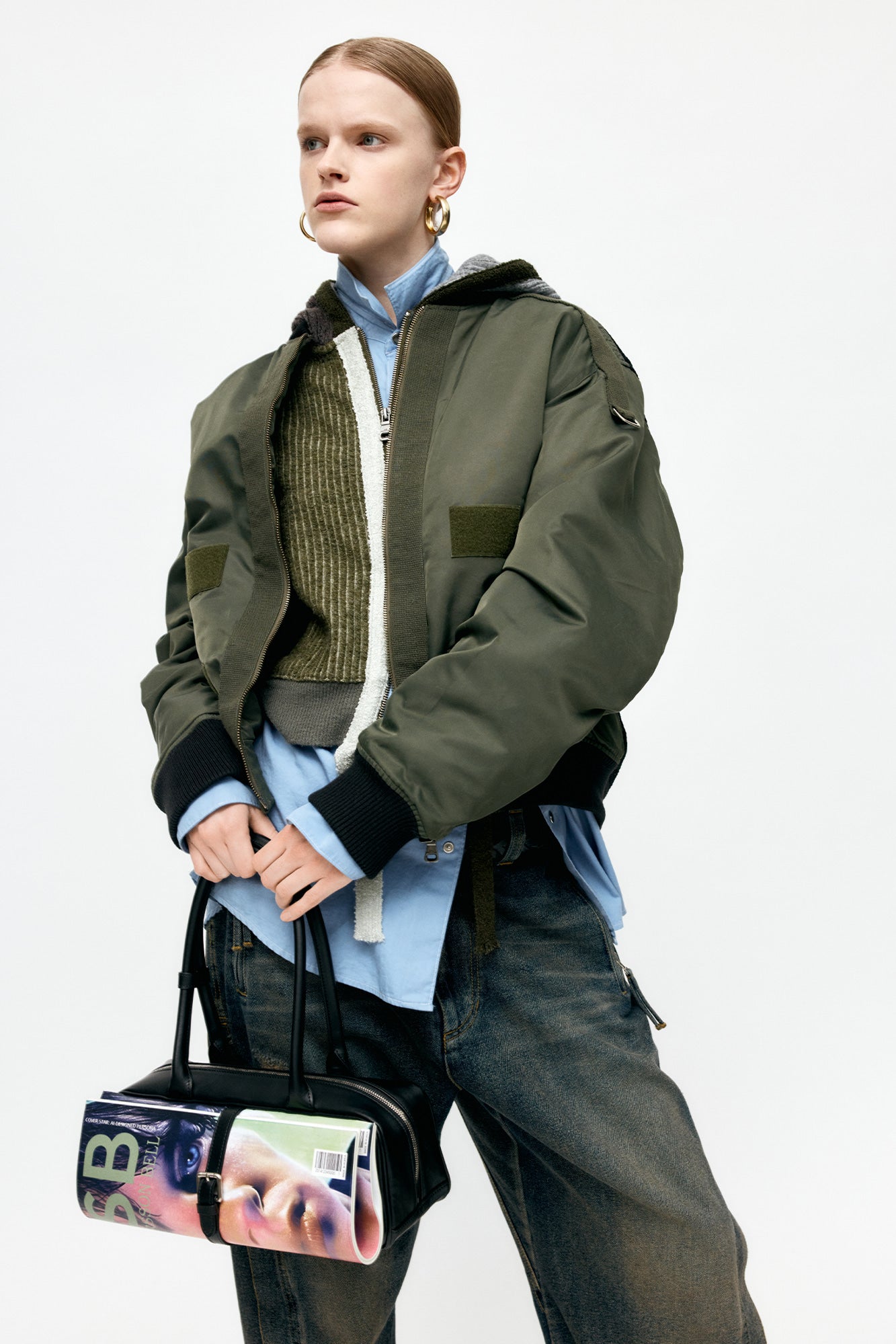 Andersson Bell - Flight Layered Washed Bomber Jacket (Khaki) product image 13 | TRAB K-Fashion Australia