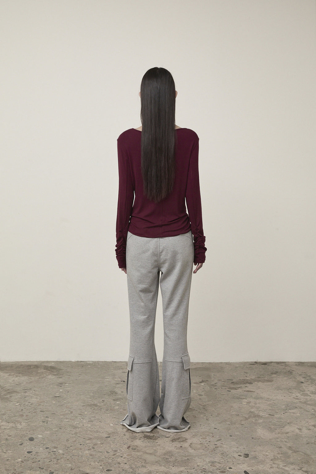 Matin Kim - Henly Neck Shirring Top (Burgundy) product image 7 | TRAB K-Fashion Australia