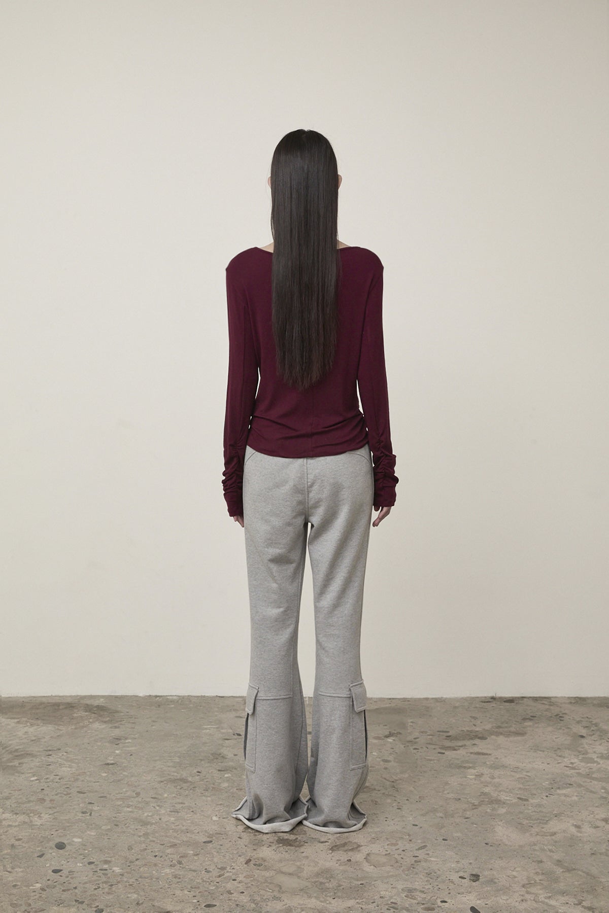 Matin Kim - Henly Neck Shirring Top (Burgundy) product image 7 | TRAB K-Fashion Australia
