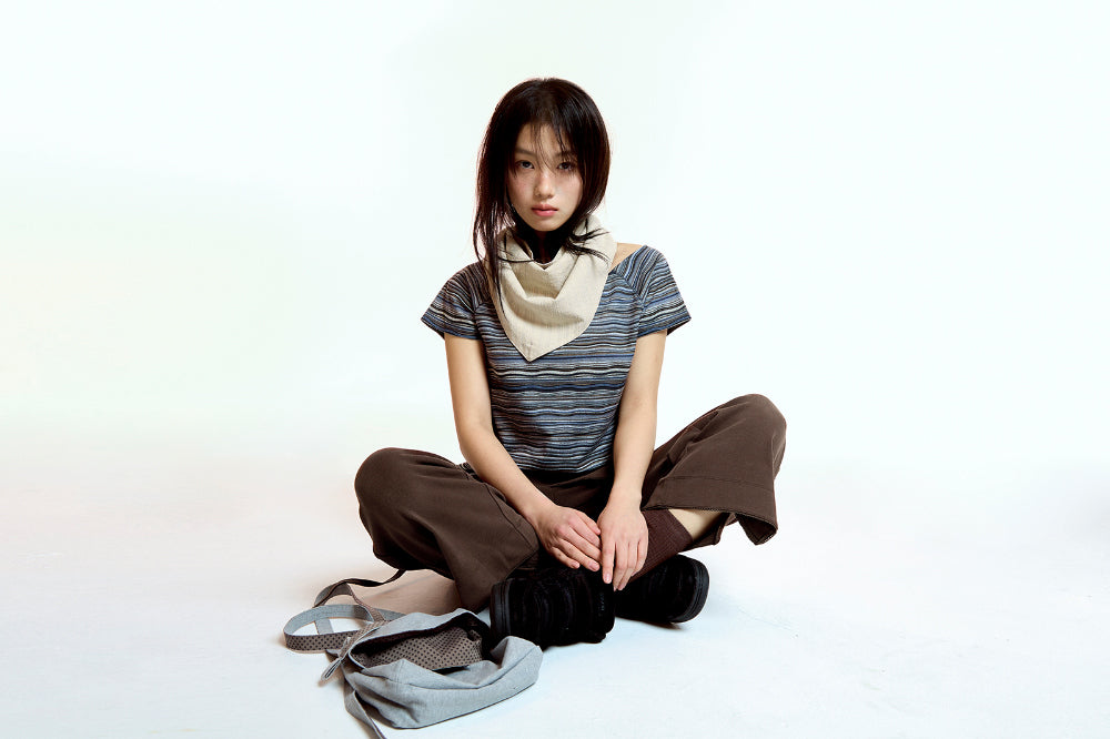 Coyseio - Wave Stripe Knit T-Shirt (Navy) product image 7 | TRAB K-Fashion Australia