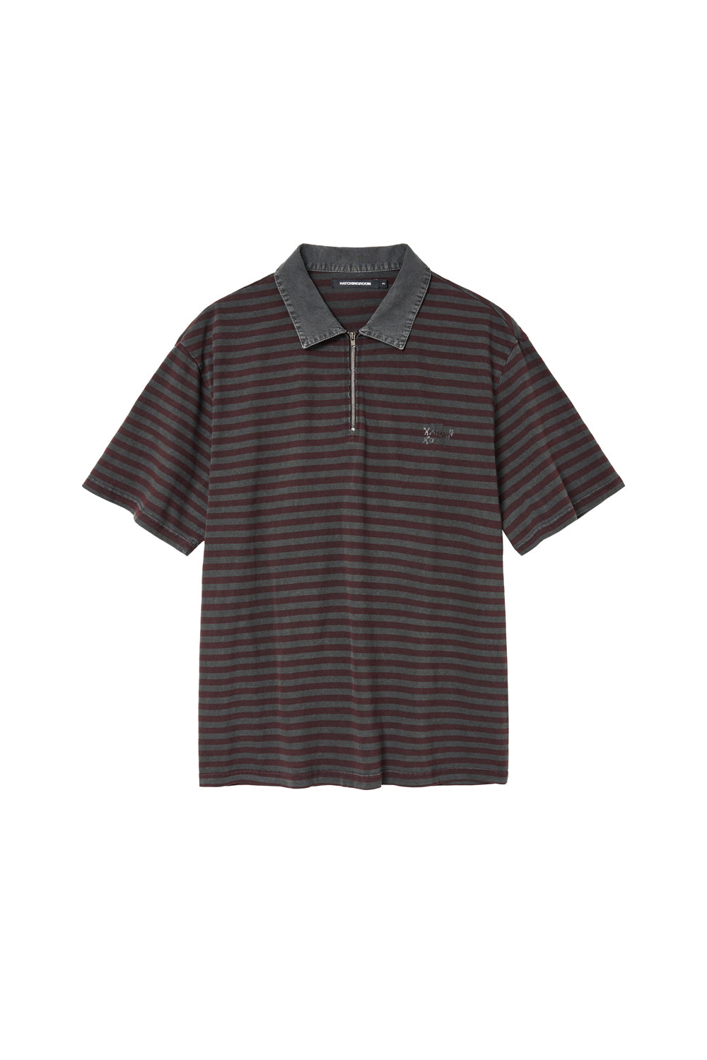 Hatchingroom - VTG Stripe Polo Tee (1/2 Burgundy) product image 1 | TRAB K-Fashion Australia