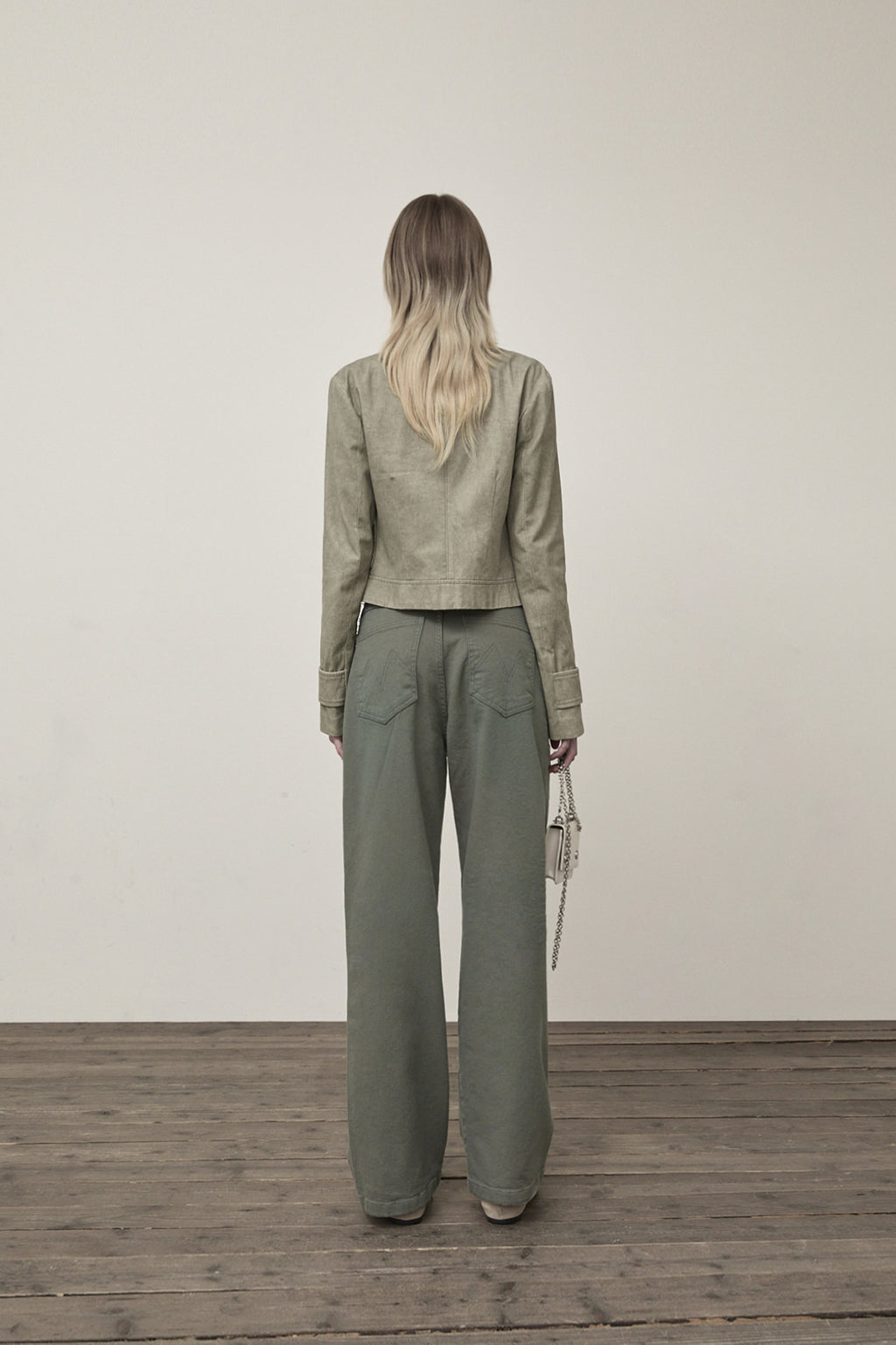 Matin Kim - Washed Slim Biker Jumper (Light Khaki) product image 7 | TRAB K-Fashion Australia