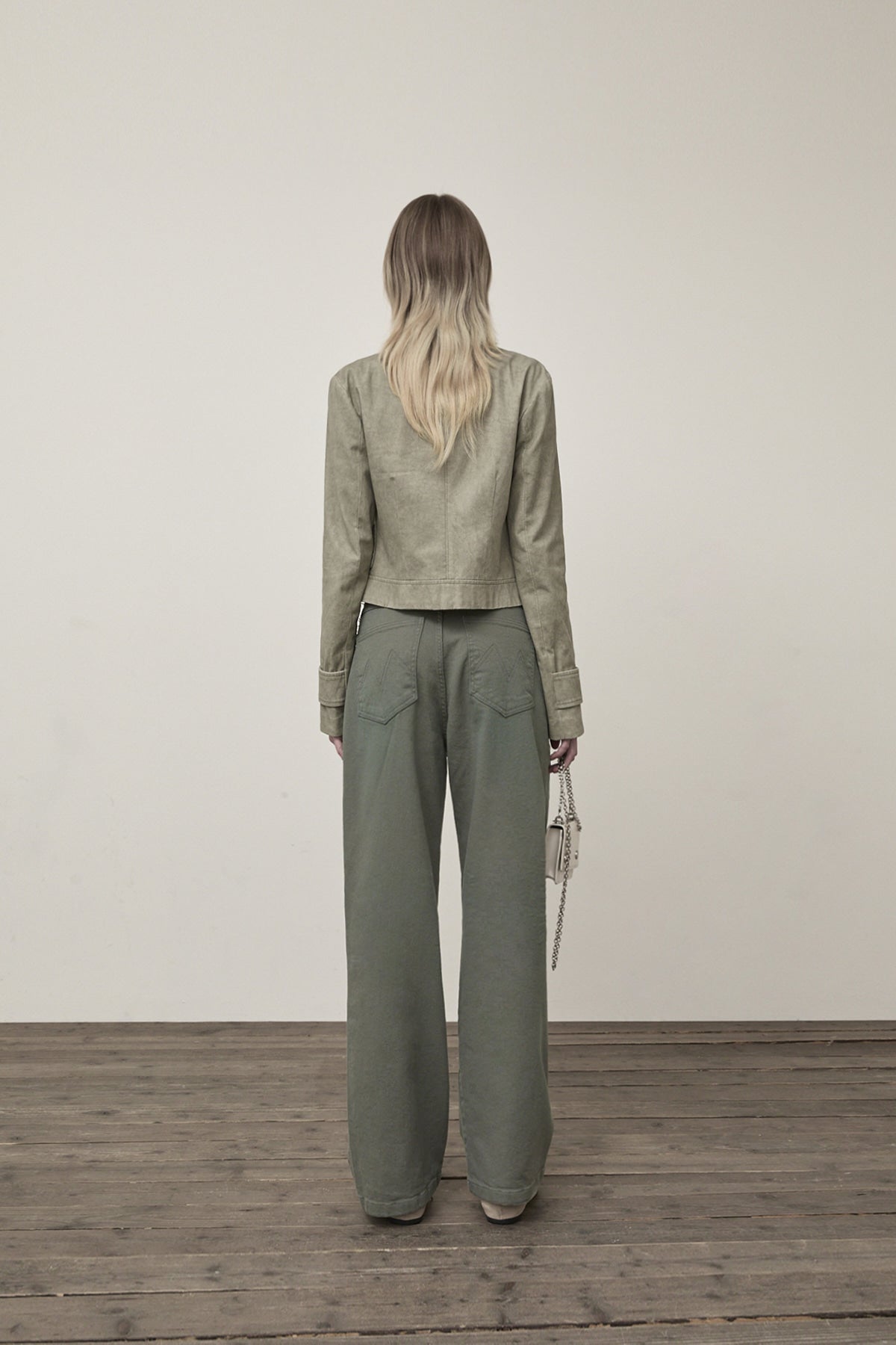 Matin Kim - Washed Slim Biker Jumper (Light Khaki) product image 7 | TRAB K-Fashion Australia