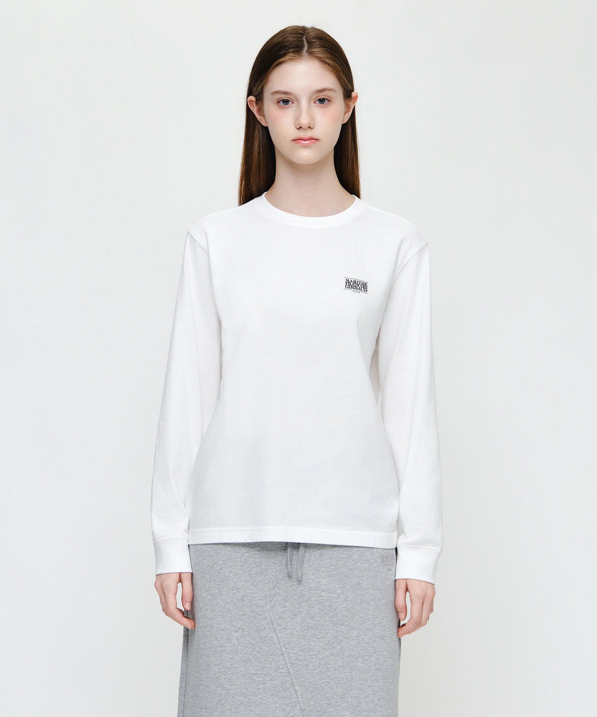 Marithe & Francois Girbaud - Small Classic Logo Long Sleeve Tee (White) product image 1 | TRAB K-Fashion Australia