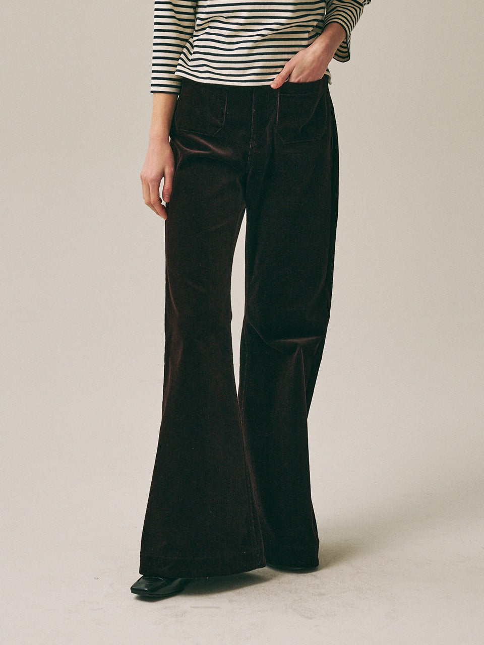Mardi Mercredi - Corduroy Wide Flare Pants (Brown) product image 1 | TRAB K-Fashion Australia