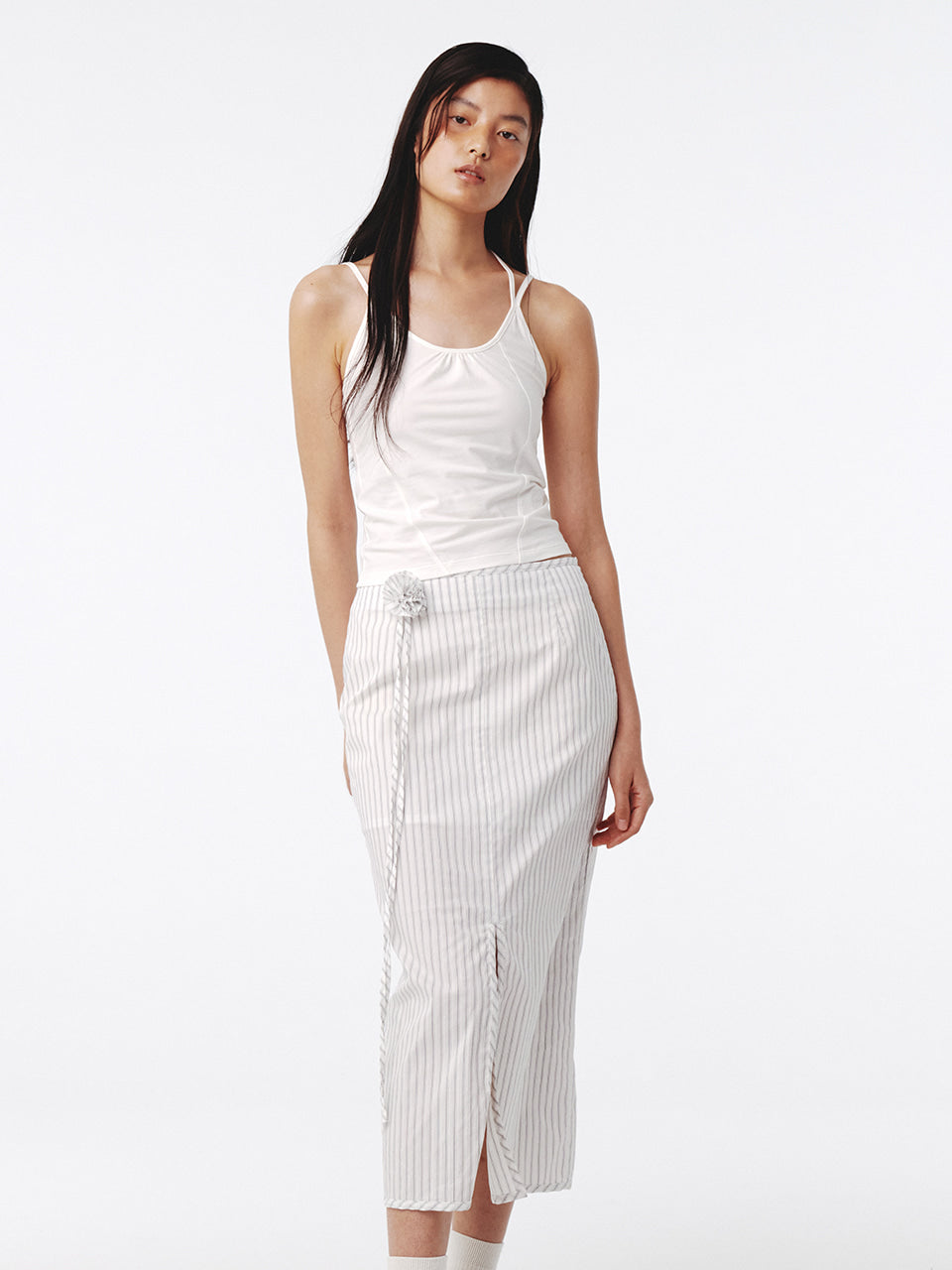 Kijun - Stripe Corsage Long Skirt Off-White Stripe product image 4 | TRAB K-Fashion Australia