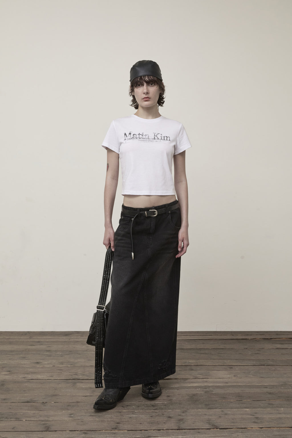 Matin Kim - Stamp Logo Graphic Crop Top (White) product image 9 | TRAB K-Fashion Australia