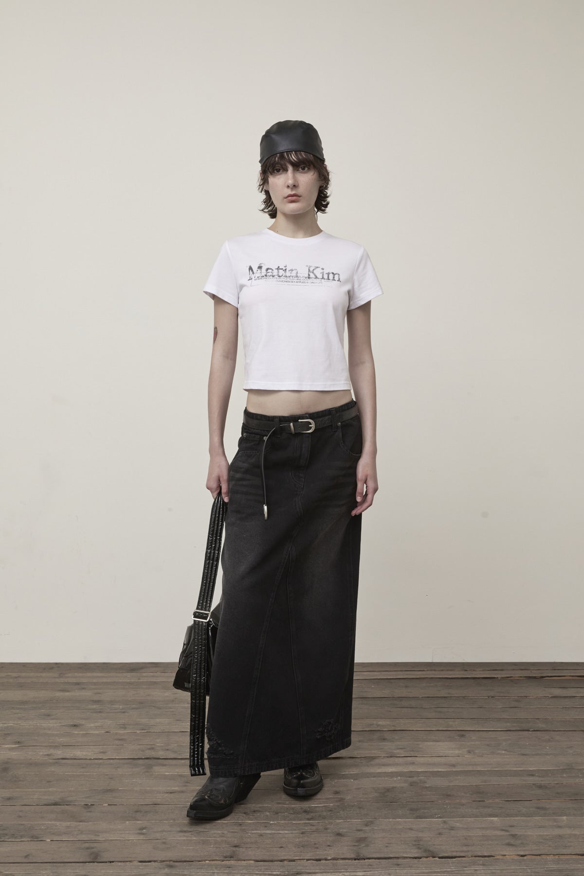 Matin Kim - Stamp Logo Graphic Crop Top (White) product image 9 | TRAB K-Fashion Australia