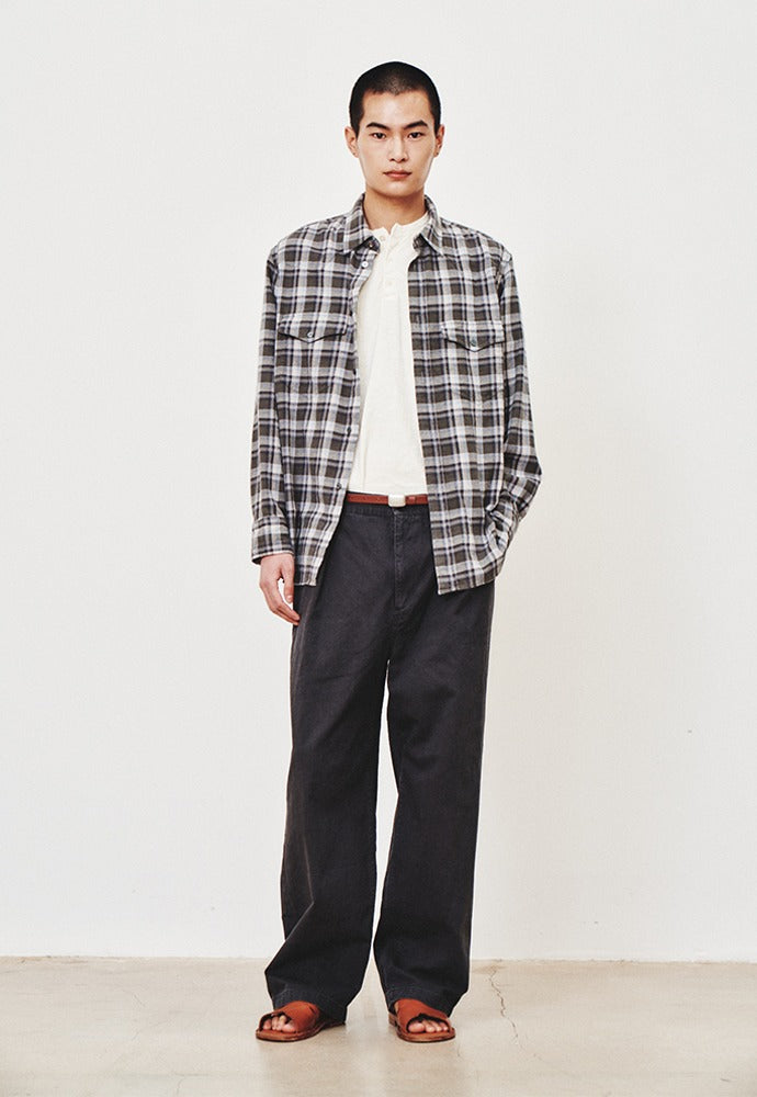 Art if acts - Washed Check Western Shirt (Khaki/Grey) product image 1 | TRAB K-Fashion Australia