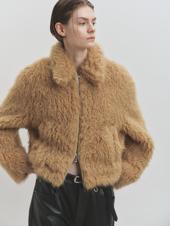Tonywack - Cropped Fur Blouson (Royale Beige) product image 1 | TRAB K-Fashion Australia