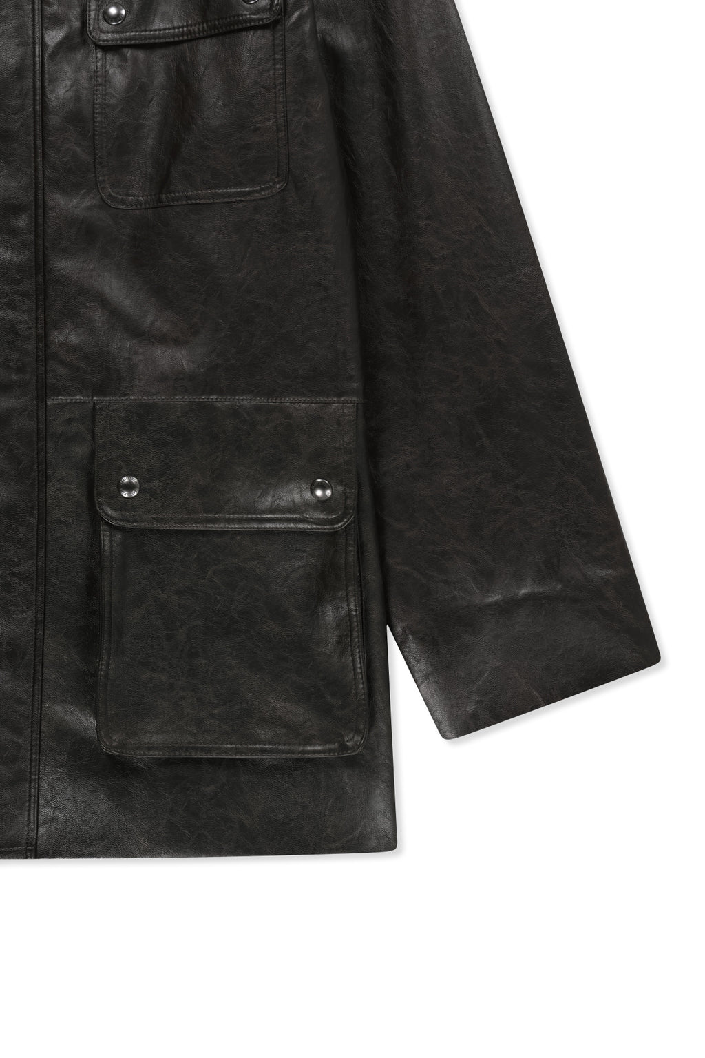 Matin Kim - Faux Leather Safari Jacket (Brown) product image 5 | TRAB K-Fashion Australia