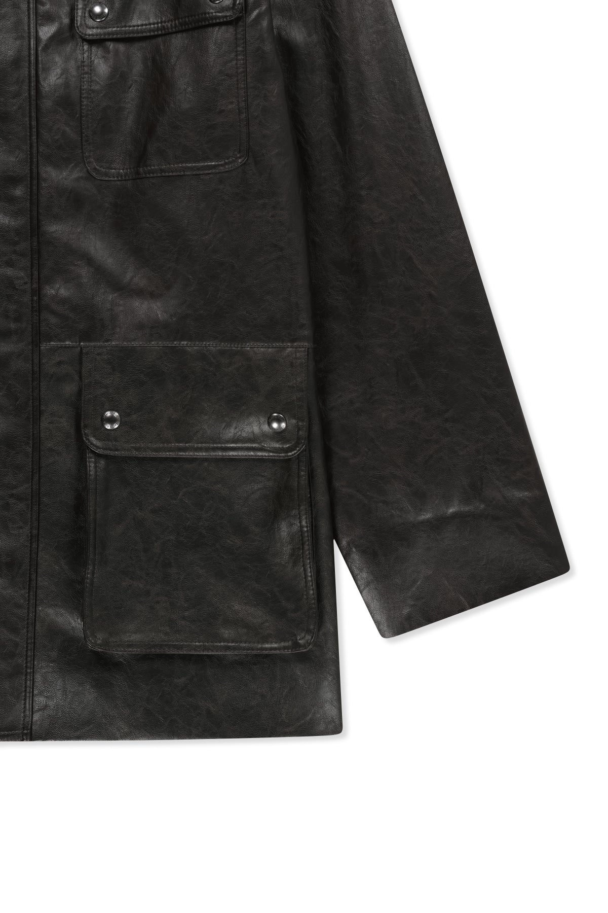 Matin Kim - Faux Leather Safari Jacket (Brown) product image 5 | TRAB K-Fashion Australia