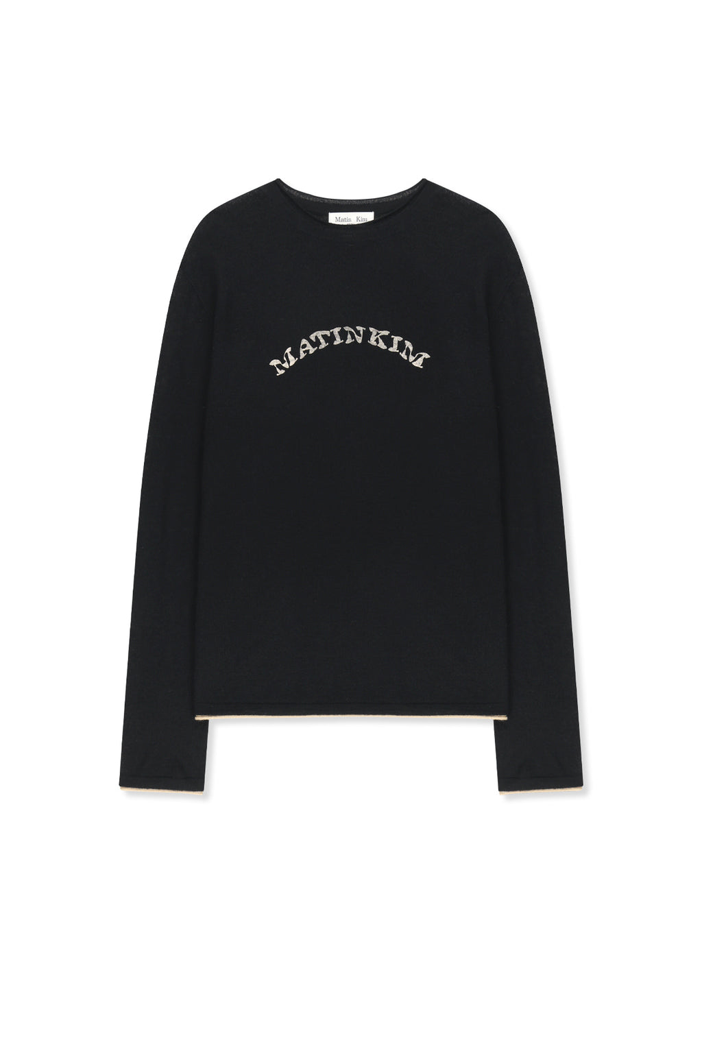 Matin Kim - Matin Sleeve Graphic Sheer Knit Pullover (Black) product image 1 | TRAB K-Fashion Australia