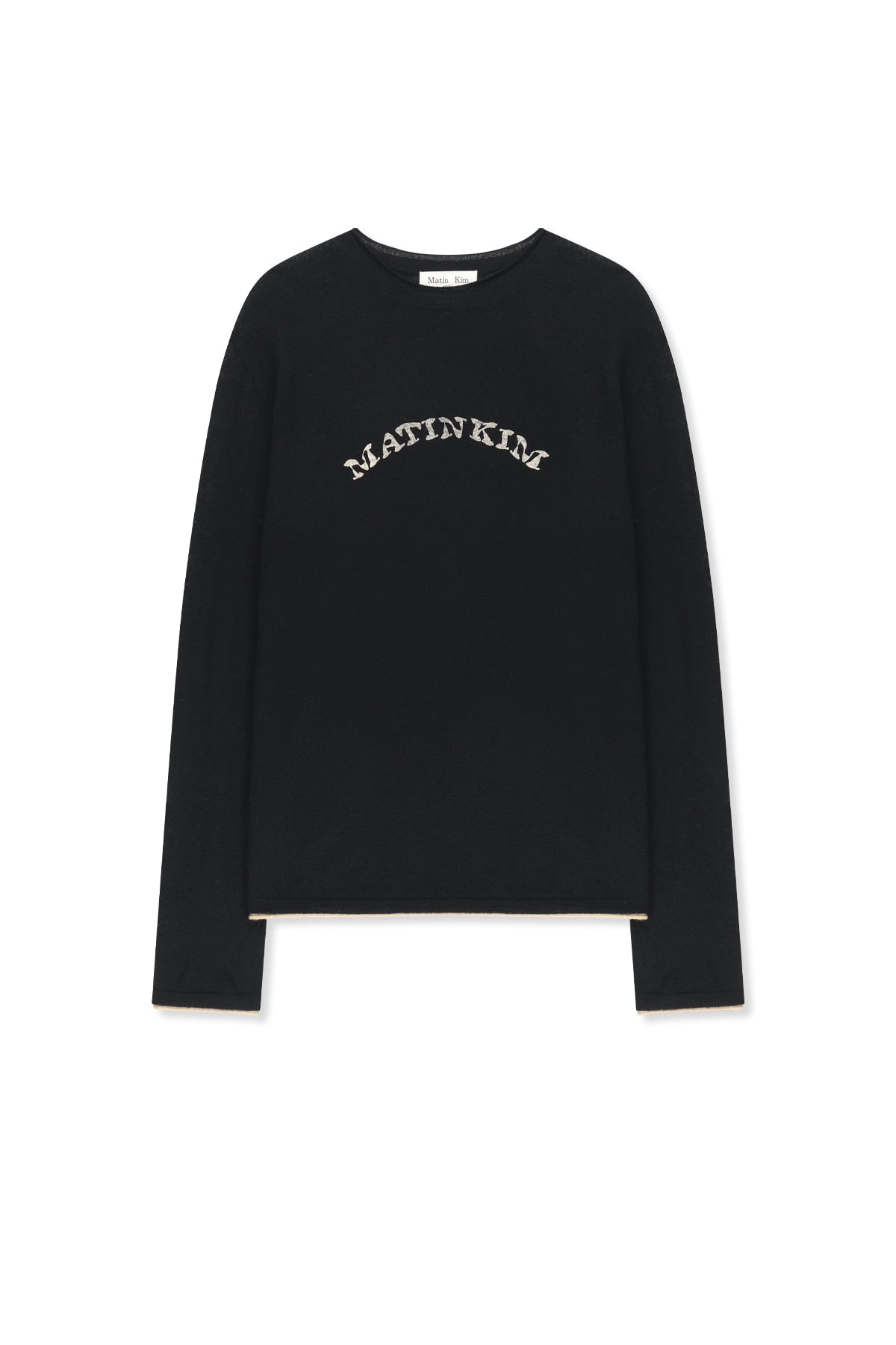 Matin Kim - Matin Sleeve Graphic Sheer Knit Pullover (Black) product image 1 | TRAB K-Fashion Australia