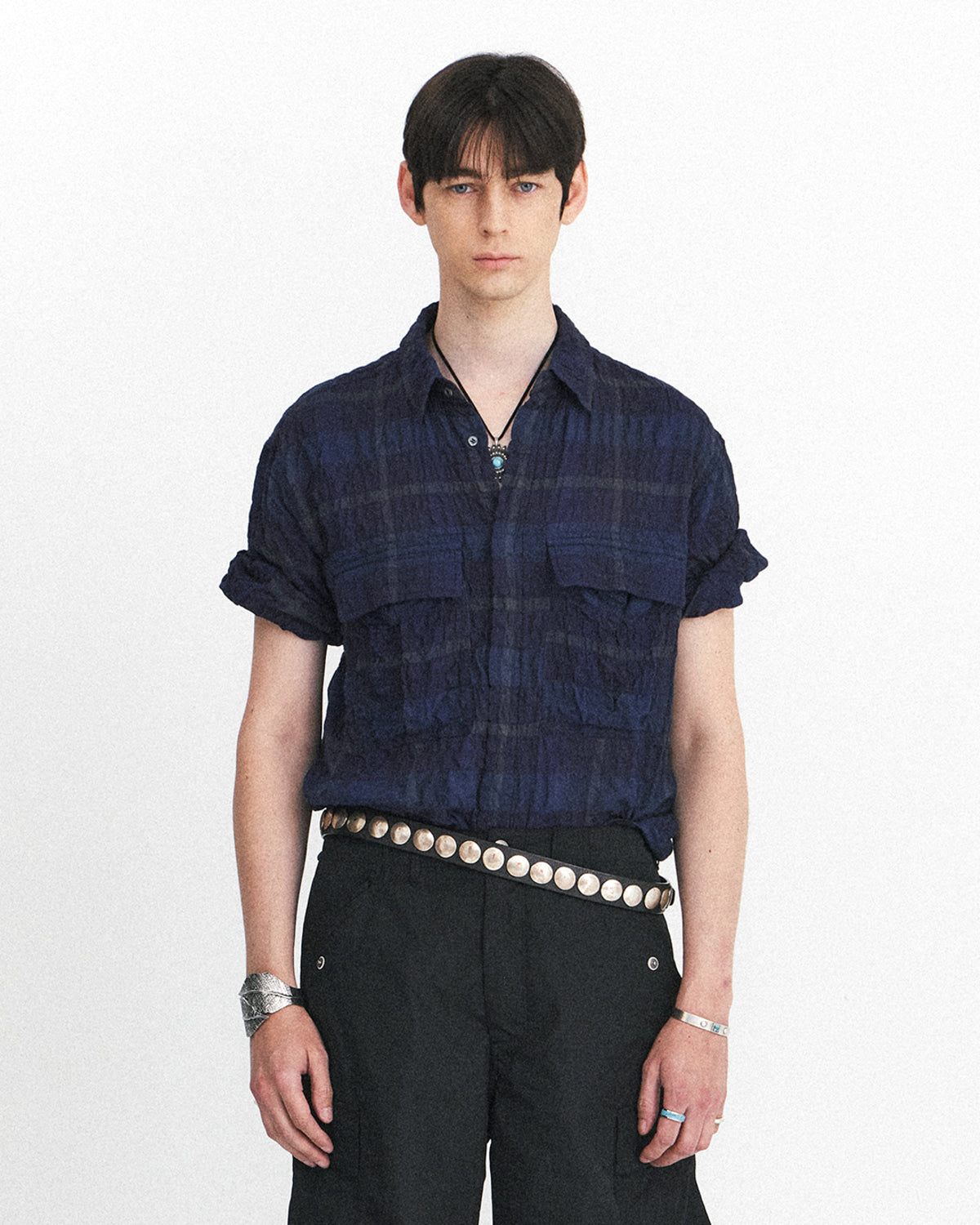 Eastlogue - Army Field Half Shirts (Multi Blue Check) product image 2 | TRAB K-Fashion Australia
