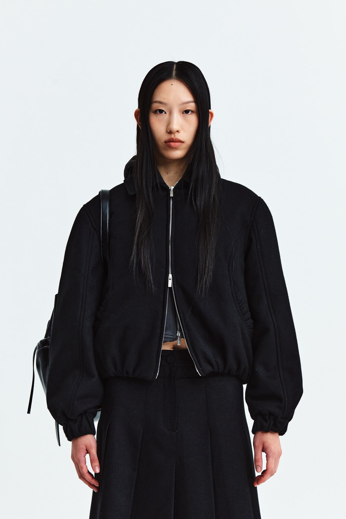 Matin Kim - Volume Zip Up Bomber Jumper (Black) product image 5 | TRAB K-Fashion Australia