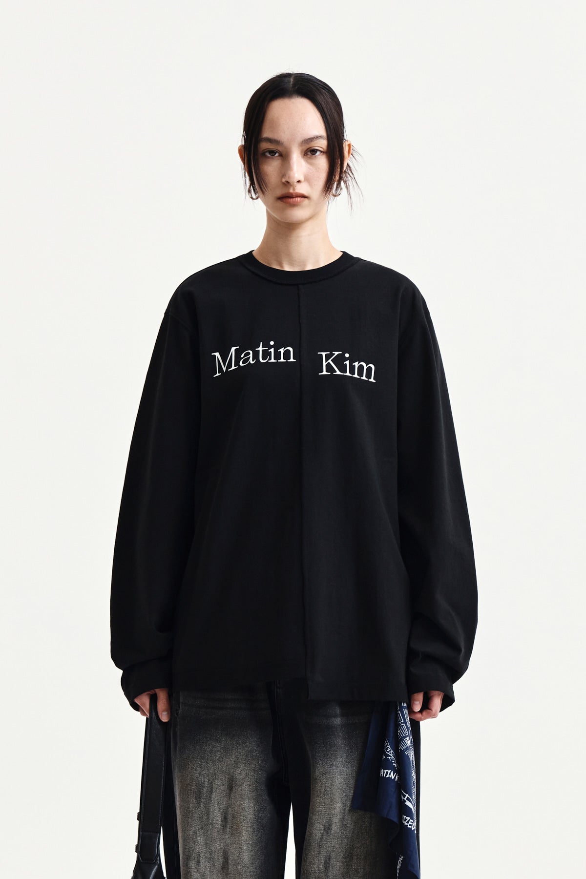 Matin Kim - Asymmetric Logo Top (Black) product image 5 | TRAB K-Fashion Australia