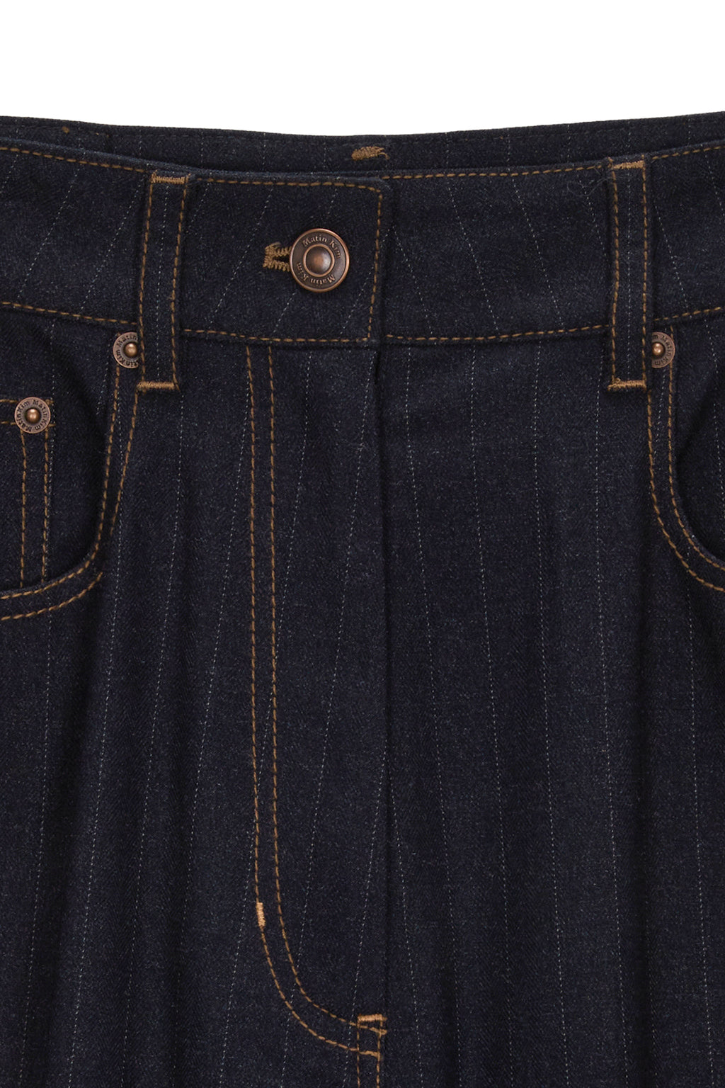 Matin Kim - Denim Like Stripe Wide Pants (Navy) product image 3 | TRAB K-Fashion Australia