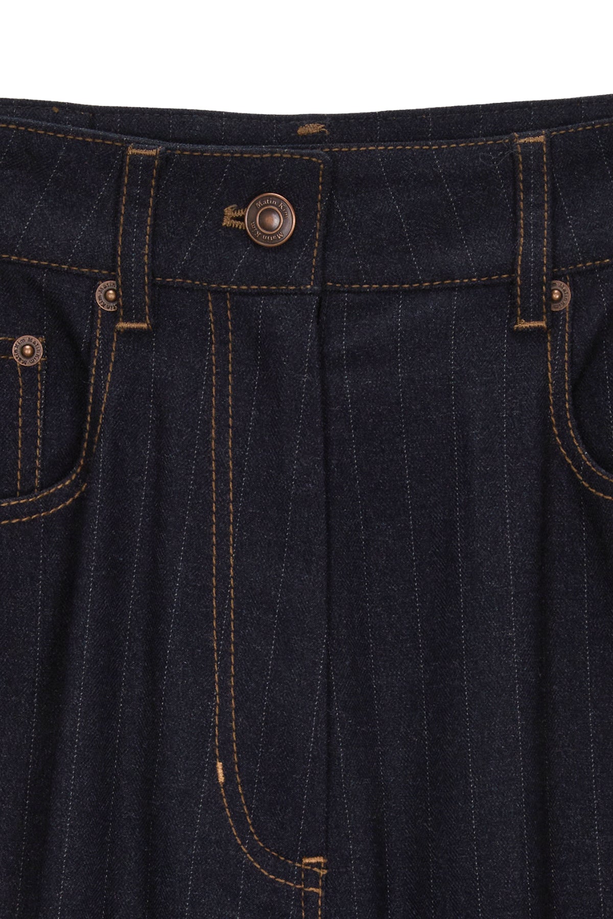 Matin Kim - Denim Like Stripe Wide Pants (Navy) product image 3 | TRAB K-Fashion Australia