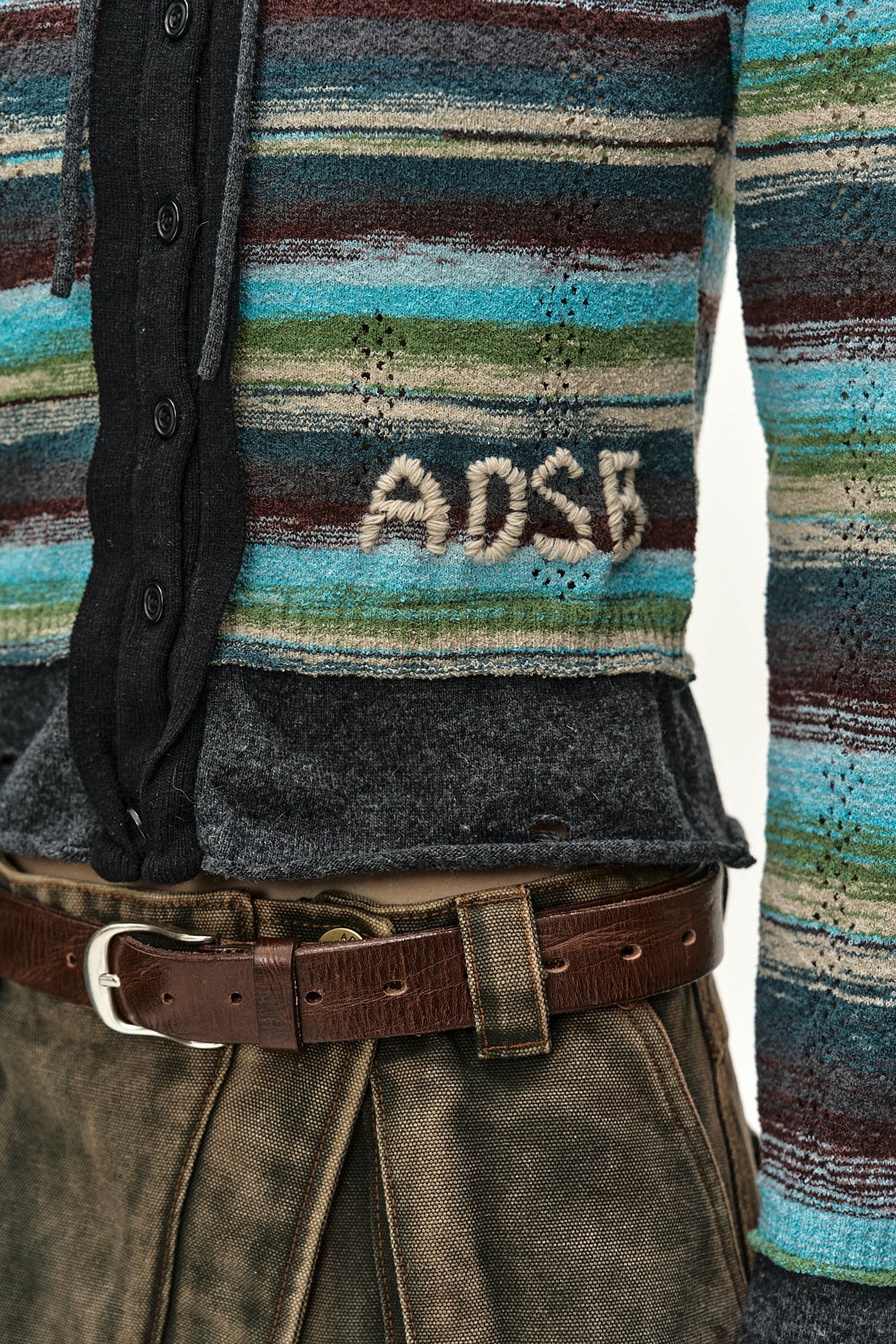Andersson Bell - Layered Multi-Stripe Hooded Cardigan (green/blue) (Green/Blue) product image 5 | TRAB K-Fashion Australia
