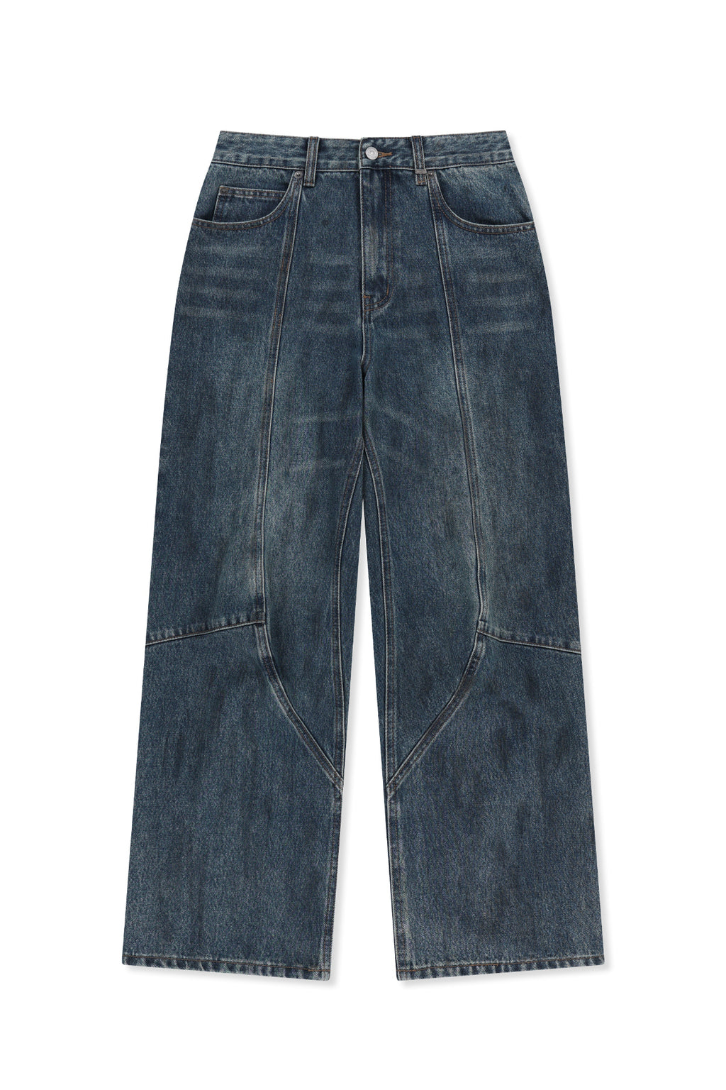 Matin Kim - Curved Seam Straight Denim Pants (Blue) product image 12 | TRAB K-Fashion Australia