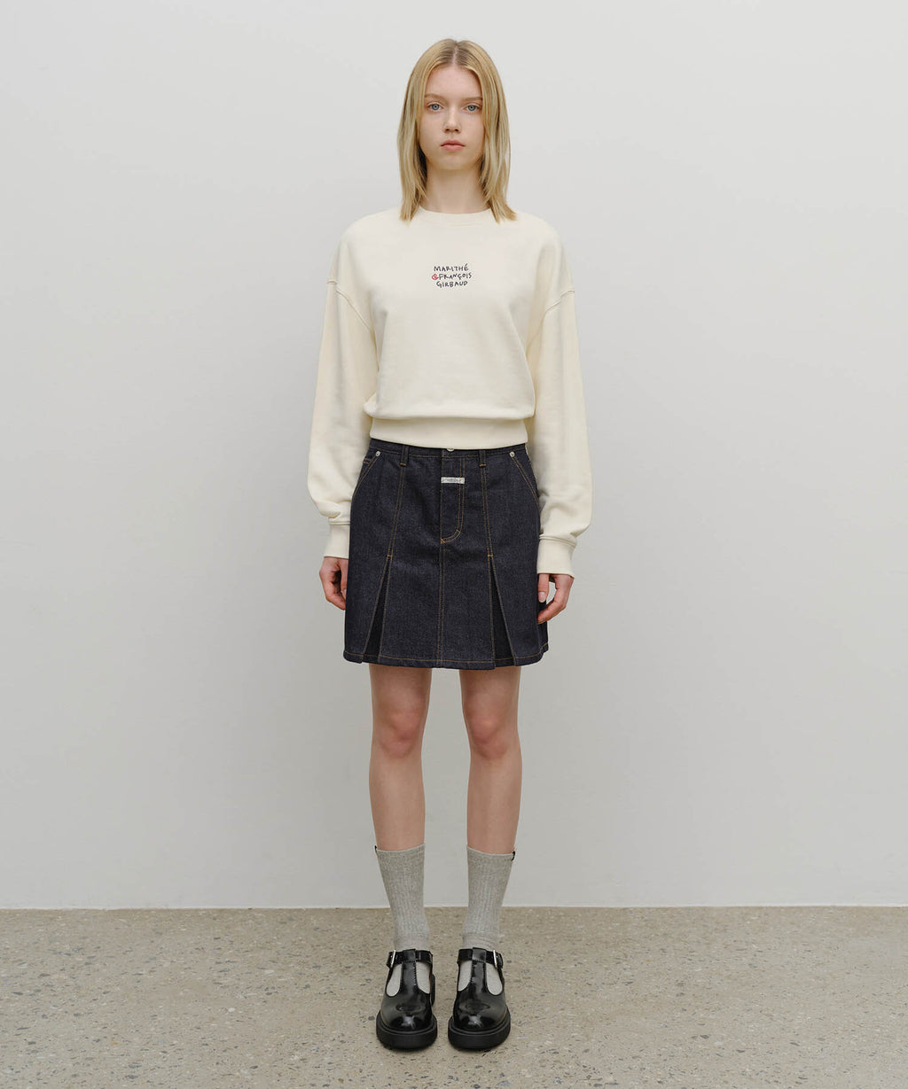 Marithe & Francois Girbaud - Denim Pleated Mini Skirt (Dark Blue) product image 3 | TRAB K-Fashion Australia