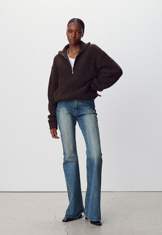 Tonywack - Wool Blend Boucle Zip Sweater (Brown) product image 4 | TRAB K-Fashion Australia