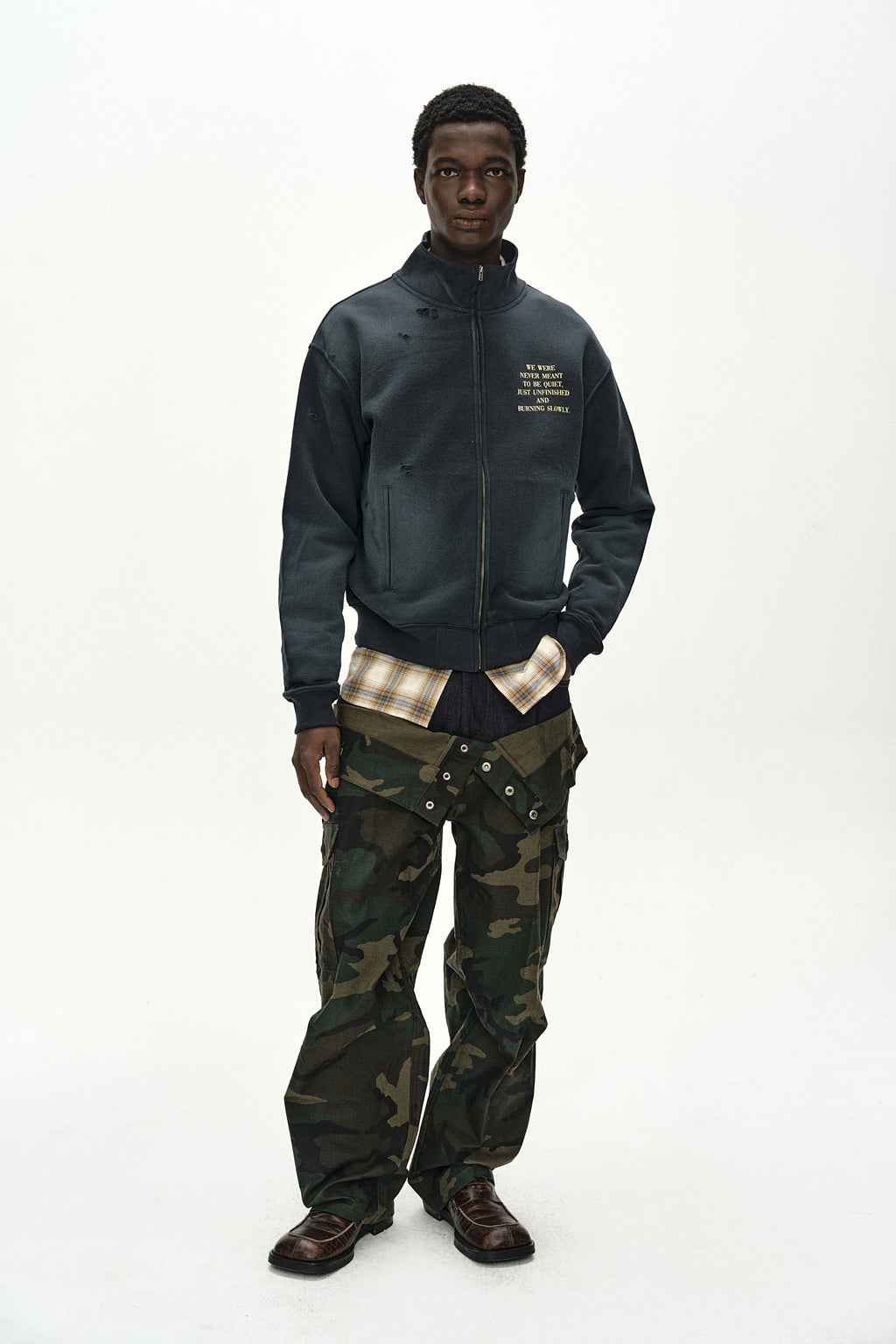 Andersson Bell - Frame 001 High-Neck Zip Up (charcoal) (Charcoal) product image 2 | TRAB K-Fashion Australia