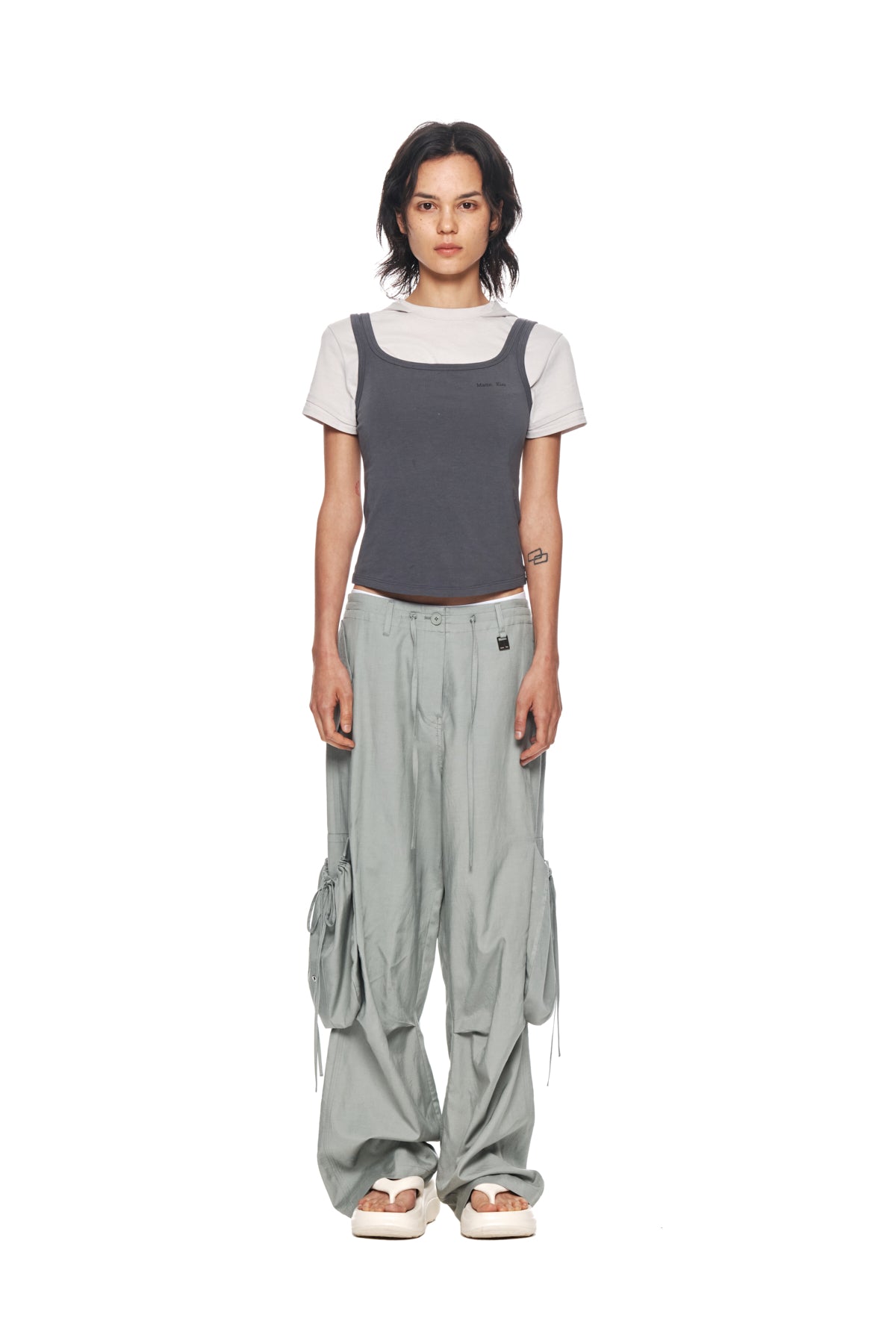 Matin Kim - String Point Big Pocket Cargo Pants (Light Khaki) product image 10 | TRAB K-Fashion Australia