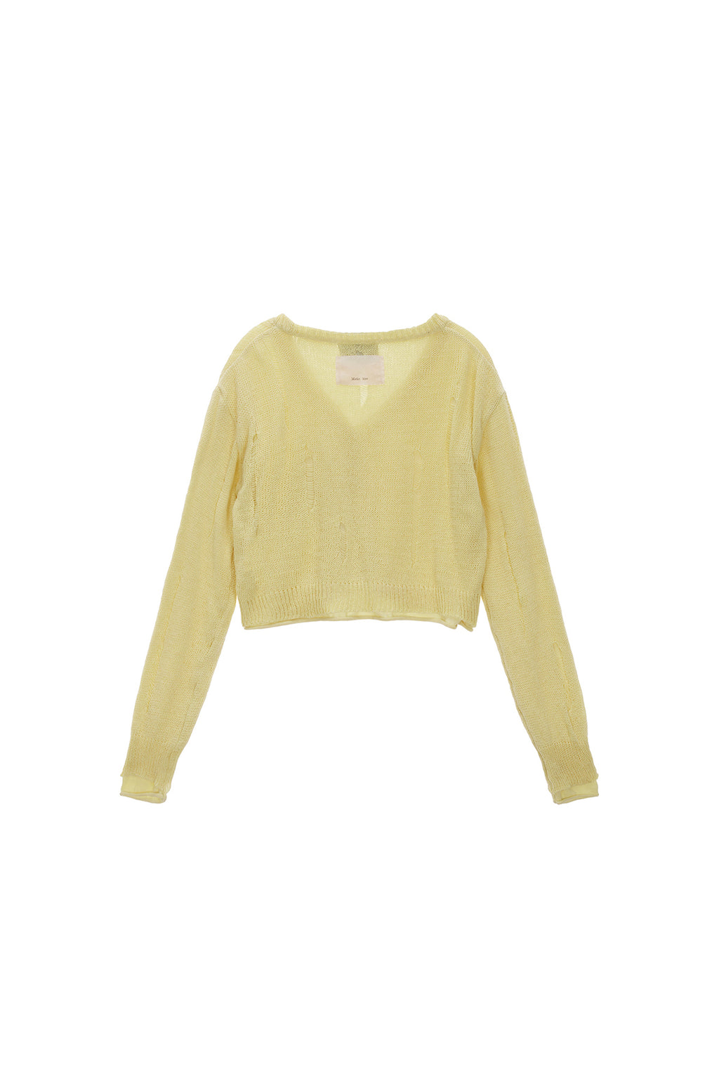 Matin Kim - Layered Damage Crop Cardigan (Light Yellow) product image 2 | TRAB K-Fashion Australia