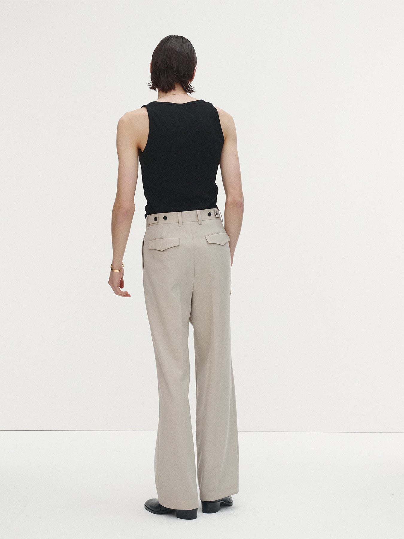 Tonywack - Wool Twill Pleated Tailored Trousers (Ivory) product image 3 | TRAB K-Fashion Australia