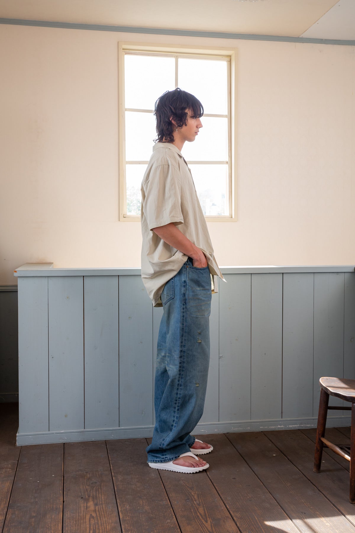 Matin Kim - Embo Washed Denim Pants (Blue) product image 8 | TRAB K-Fashion Australia