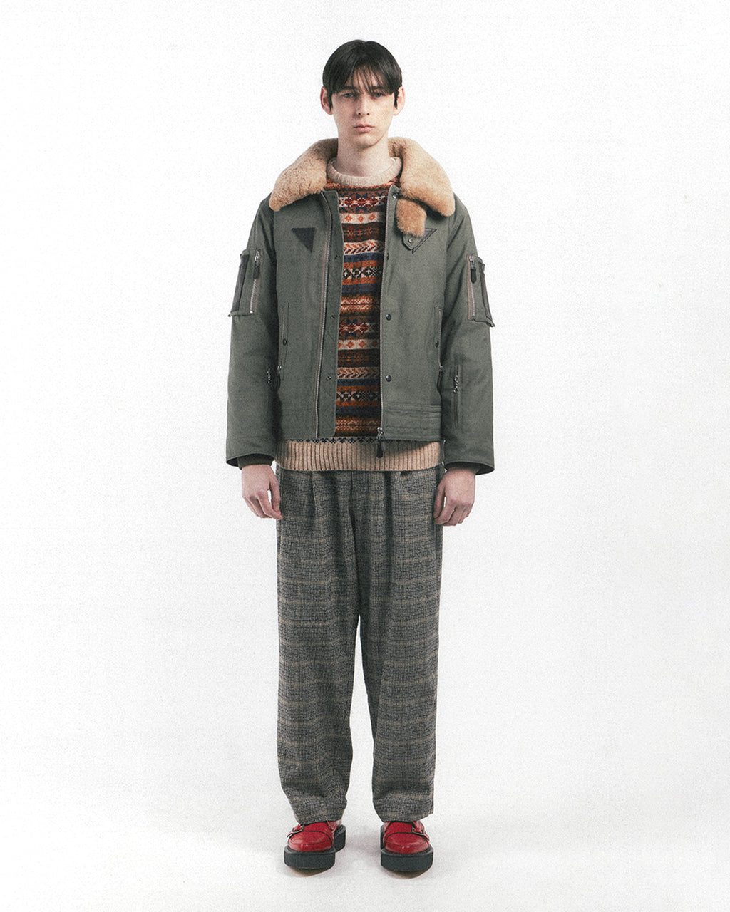 Eastlogue - Shearling Royal Flight Jumper (Olive) product image 1 | TRAB K-Fashion Australia