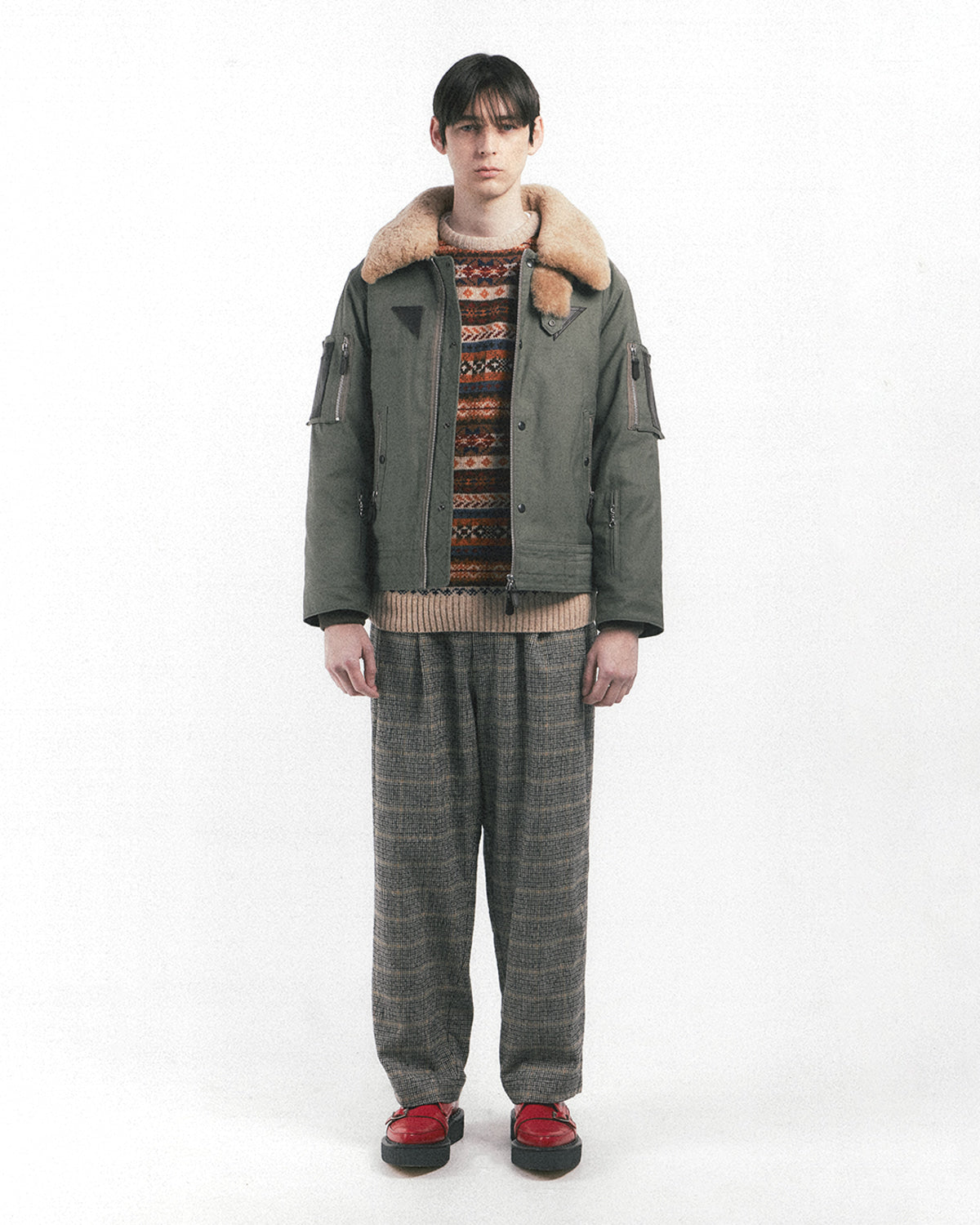 Eastlogue - Shearling Royal Flight Jumper (Olive) product image 1 | TRAB K-Fashion Australia