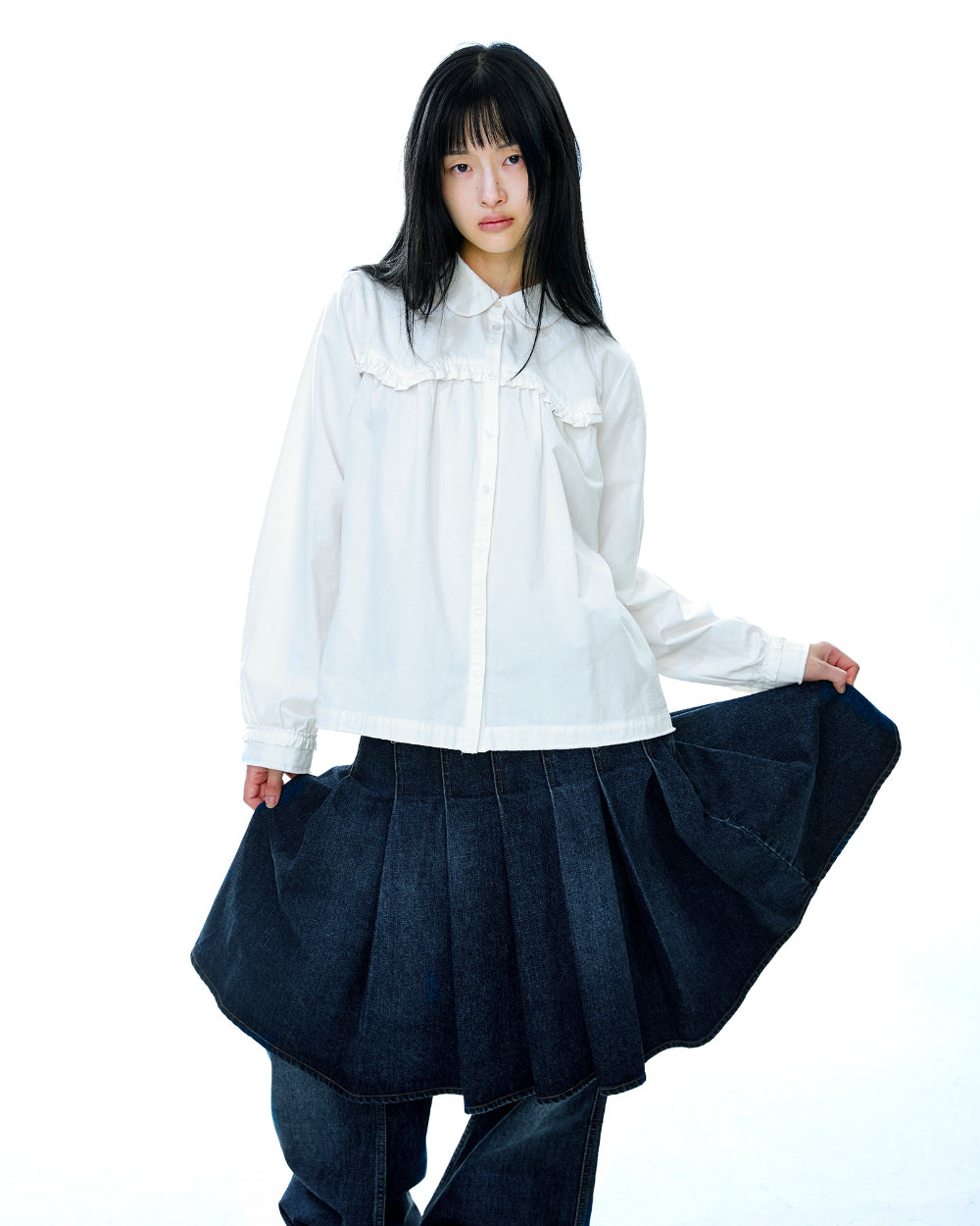 Coyseio - Rough Cut Frill Shirt (Ivory) product image 7 | TRAB K-Fashion Australia
